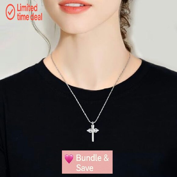 Stainless Steel Infinity Cross Cremation Necklace Memorial Keepsake Jewelry - Picture 6 of 8